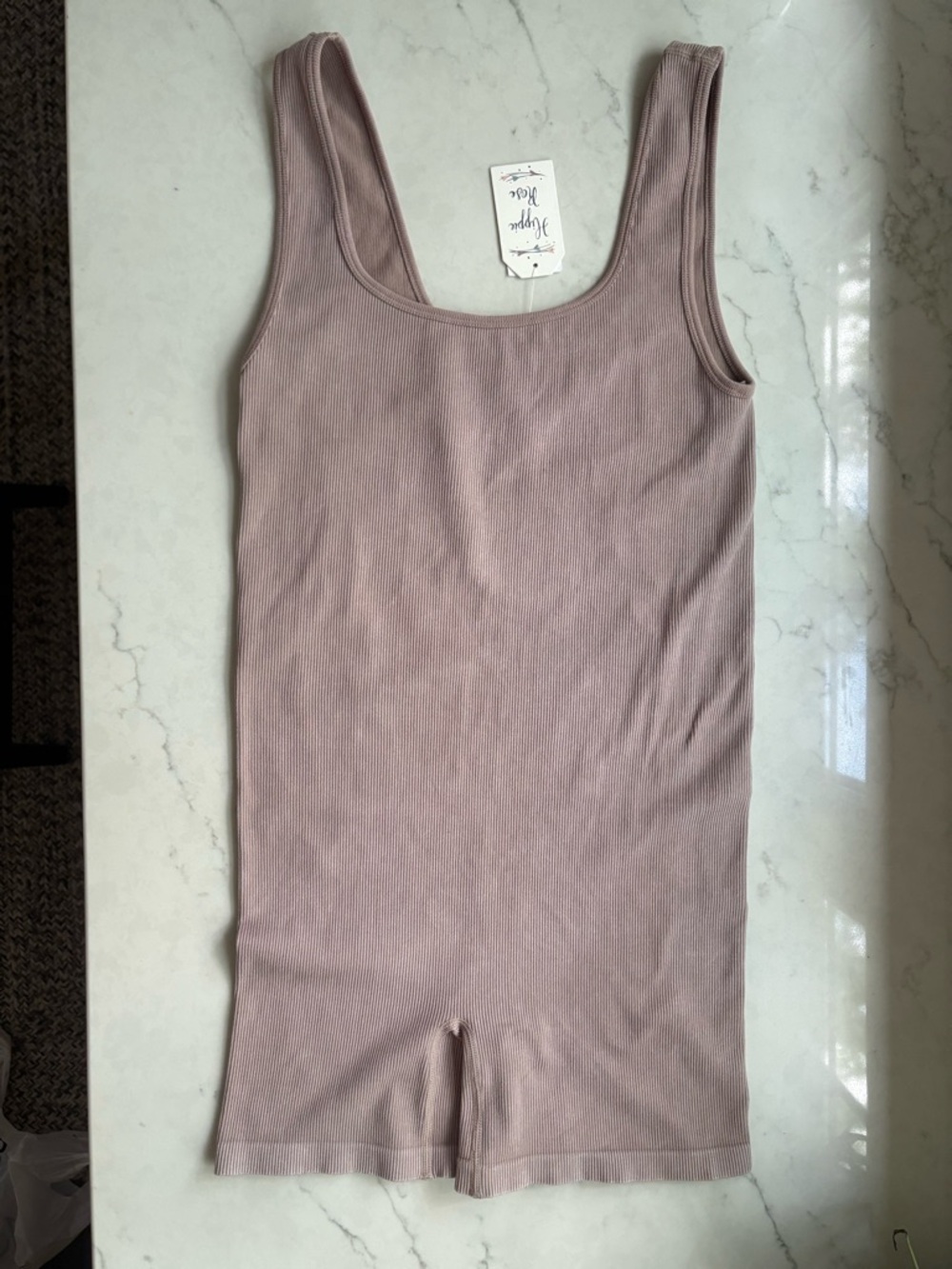 Hippie Rose Ribbed Mauve Tank Romper